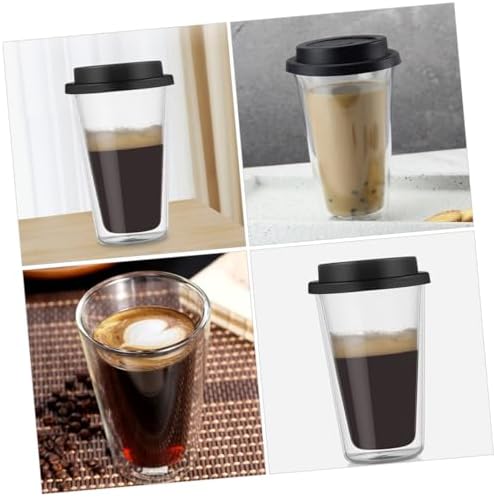 Double-wall Insulated Glass Mug Silicone Lid Hot Cold Coffee Tumbler for Parties - Image 7