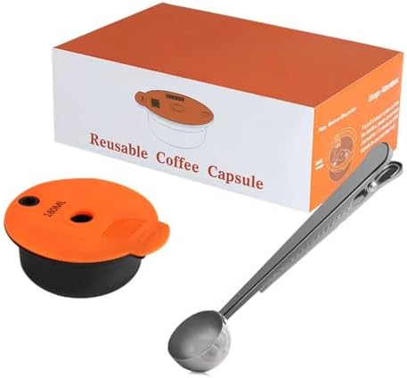 Reusable coffee capsule filter cup | Double-layer 304 stainless steel filter, silicone sealing cover, easy to clean | Environmentally friendly essential for home, cafe, office (orange,Set6) by BuiltforPracticalLiving