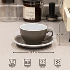 Loveramics Coffee Cup Ceramic, 8 oz Latte Art Cup with Saucer for Cappuccino, Tea, Espresso, Thick - walled stoneware Cappuccino mug Set for Cafe and Barista - Potters Colours (Granite, 8OZ) - Image 5