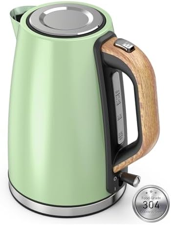 Electric Kettle for Boiling Water 1.7L,Visual Water Window Stainless Steel Electric Water Kettle, 1500W BPA-Free Hot Water Kettle Pot, Auto Shut Off & Boil-Dry Protection, Green by OSCEVIA