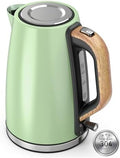 Electric Kettle for Boiling Water 1.7L,Visual Water Window Stainless Steel Electric Water Kettle, 1500W BPA-Free Hot Water Kettle Pot, Auto Shut Off & Boil-Dry Protection, Green by OSCEVIA