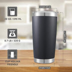 20 oz Tumblers Bulk Stainless Steel Tumbler with Lid Double Wall Vacuum Insulated Coffee Mug 20oz Powder Coated Cup for Hot and Cold Drinks, Black, 12 pack - Image 3