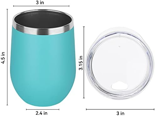 DOMICARE Stainless Steel Wine Tumbler Bulk with Lid, Personalized Insulated Tumblers Set, 12oz Travel Coffee Cups Pack of 16, Light Blue - Image 4