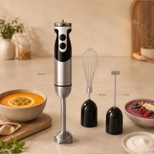 MEGAWISE 3-in-1 Hand Blender, Whisk, Milk Frother, 12-Speed Control - Image 6