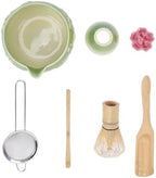 Keenso Matcha Set Elegant Ceramic Matcha Making Kit for Tea Enthusiasts 7 Pcs with Whisk Bowl Spoon Sifter (Green) by Keenso