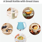 Travel Electric Kettle Small, Portable Travel Kettle Electric, Collpasible Electric Kettle, Food Grade Silicone Tea Kettle, Ultra-thin Foldable, Auto Shut off and Keep Warm, 110V 555ml (Blue) - Image 2