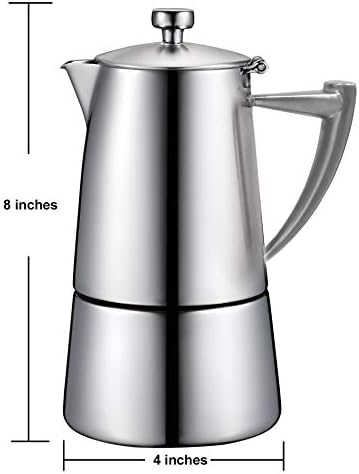 CUISINOX Roma Satin Stainless Steel Moka Pot Stovetop Espresso Maker, 6-Cup - Image 2