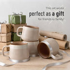 Ava Nord Large Stoneware Ceramic Coffee Mugs Set of 4-16 oz - Rose Sand - Image 6