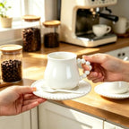 Coffee Cups Set of 6, 8 oz Ceramic Espresso Coffee Cup Set, Latte Mugs with Saucers and Spoons for Cappuccino, Latte, Mocha, Tea, Au Lait, Dishwasher & Microwave Safe - Image 4