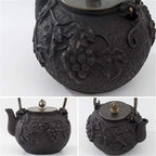 Cast Iron Tetsubin Teapot 1.2L With Copper Lid, Grape Pattern Vintage Iron Kettle For Brewing & Boiling Water - Image 4