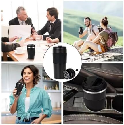 Portable Coffee Maker French Press Insulated Mug With Double Walled Insulated Vacuum Coffee Tea Mug For Travel Outdoor(Silvery) - Image 7