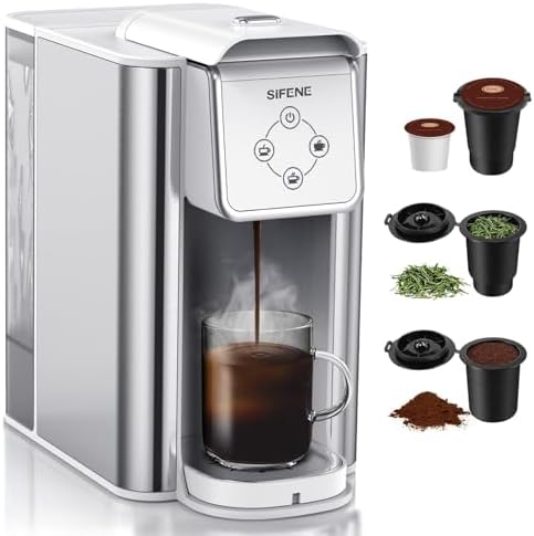 SIFENE 3-in-1 Single Serve Coffee Machine, K-Pod & Tea Brewer, 50 oz, White by SiFENE