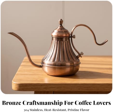 Easy to Clean Kettle | Food-Grade Stainless Steel, Gooseneck Coffee Kettle Fluted Body, for Home, Baristas, Silver, 650ML - Image 3