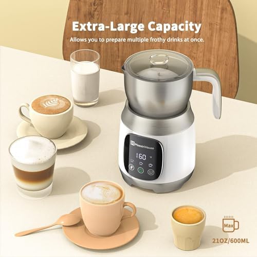 Maestri House Milk Frother, Variable Temp and Froth Thickness Frother and Steamer, 21OZ/600ML Smart Touch Control Milk Warmer, Dishwasher Safe, Memory Function for Latte Cappuccino, Hot Chocolate - Image 6