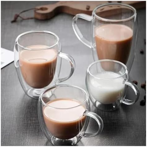 Coffee Mug 4 Sizes Heat Resistant Clear Double Wall High Borosilicate Glass Mug with Handle Coffee Milk Juice Water Cup Espresso Shot Glass(450ml) - Image 2