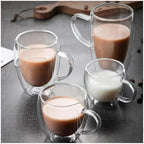 Coffee Mug 4 Sizes Heat Resistant Clear Double Wall High Borosilicate Glass Mug with Handle Coffee Milk Juice Water Cup Espresso Shot Glass(450ml) - Image 2