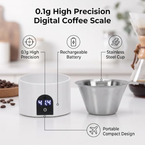 banapoy Coffee Bean Scale Set with Measuring Cup (White) - Image 5
