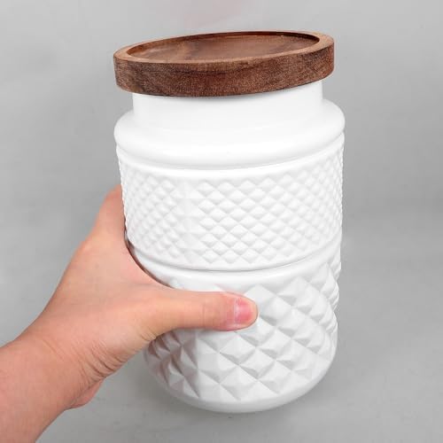 Hemobllo 2 Piece White Glass Storage Jars, 1800ml Airtight Canisters - Image 5