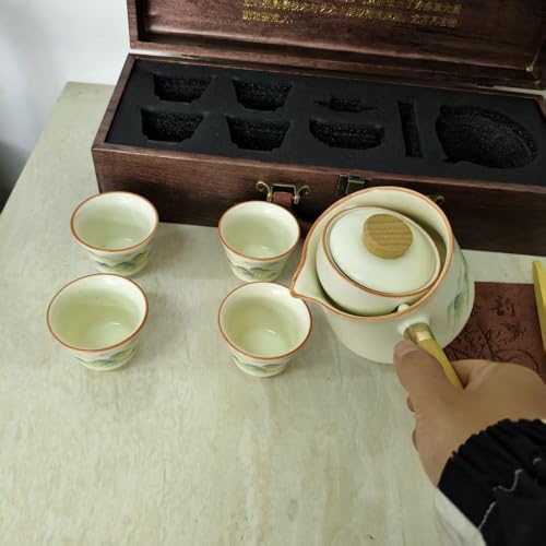 Chinese Kung Fu Tea Set, Semi-Automatic for Lazy Users, Exquisite Gifts Set, Perfect for Christmas, Father's Day, Mother's Day, and Birthday Gifts. (Green-Mountain) - Image 7