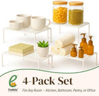 Evelots Wire Shelf Organizer Set, Large Metal Cabinet Risers, 4-Pack, White - Image 6