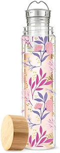 Pinky Up Blair Travel Tea Infuser Mug, Double Walled Insulated Travel Tumbler with Loose Leaf Tea Strainer, Travel Coffee Mug, Keeps Drinks Hot or Cold, 16 oz, Botanical Design by PinkyUp