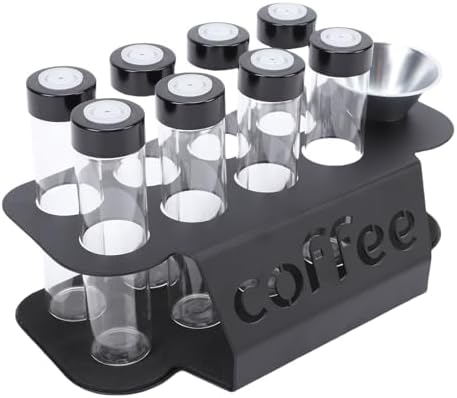Single Dose Coffee Bean Storage Tubes Set, Transparent Glass 8pcs Dosing Tubes with One Way Exhaust Valve Stand Funnel, Coffee Bean Cellars for Tea Leaves, Nuts by Xiuganpo
