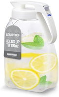 QuickServe Large Airtight Pitcher - 3L (101oz), Heat Resistant, BPA-Free SAN Plastic, One Touch Open & Close, Space-Saving, Made in Japan - White by Lustroware
