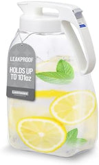 QuickServe Large Airtight Pitcher - 3L (101oz), Heat Resistant, BPA-Free SAN Plastic, One Touch Open & Close, Space-Saving, Made in Japan - White by Lustroware