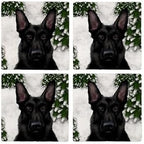 CafePress Black German Shepherd Dog Winter Tumbled Stone - Set of 4 Coasters Set of 4 by CafePress