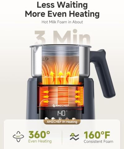 AMZCHEF 5-in-1 Milk Frother and Steamer with IH Heating & Adjustable Temp - Image 2
