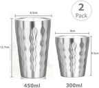 2 Pack Stainless Steel Mug Double Wall Metal Stackable Insulated Portable Drinking Cup Shatterproof Glasses(2pcs 450ml) - Image 6