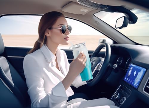 Meoky 32 oz Tumbler with Handle, Insulated Tumbler with Lid and Straw, Stainless Steel Travel Mug, Keeps Cold for 24 Hours, 100% Leak Proof, Fits in Car Cup Holder (Azure) - Image 5