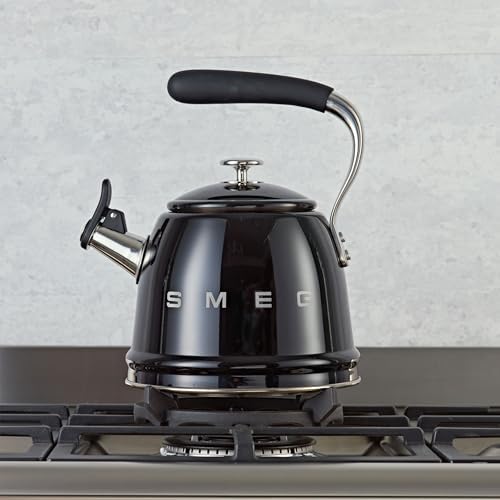 SMEG Stovetop Whistling Kettle – 50s Retro Style, 2.3 Liter (10 Cup / 2.4 Quart) Stainless Steel Tea Kettle with Iconic Design & Whistle – Premium Kitchen Statement Piece-Black - Image 4