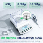 Antstone Lab Scale 500g x 0.001g Accuracy Digital Scientific 1mg Scale Laboratory Precision Analytical Balance with Windshield 001 Gram Readability Digital Jewelry Weighing Scale with 200g Weight - Image 2