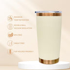 20 oz Tumbler Bulk Stainless Steel Tumblers with Lids and Straws Cream - Image 3