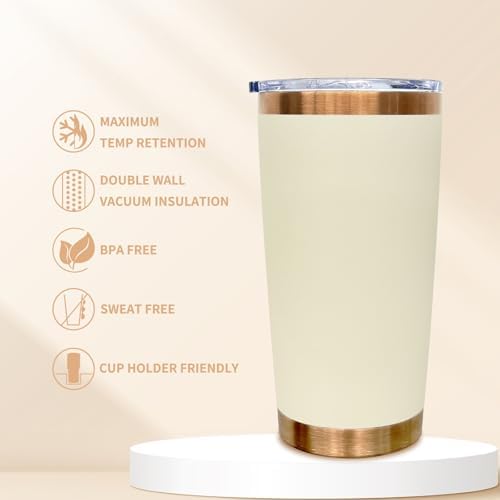 20 oz Tumbler Bulk Stainless Steel Tumblers with Lids and Straws Cream - Image 3