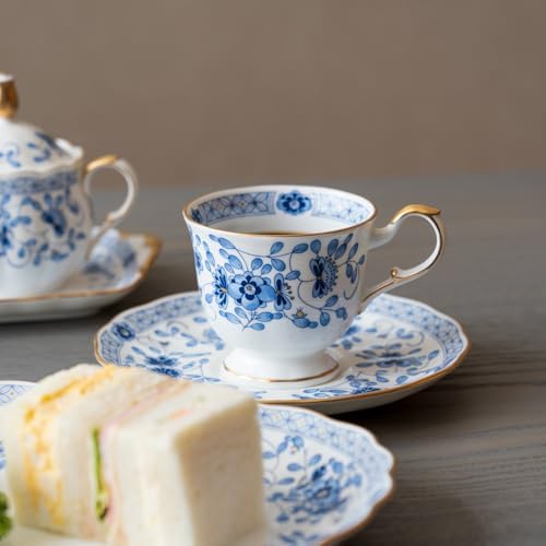 Narumi 9682-20515 Cup and Saucer Set, Milan, 7.8 fl oz (200 cc), Blue, Floral, Plum Blossom, Chintz, Pair of Coffee Cup & Saucer, Wedding Gift, Made in Japan, Gift Box Included - Image 6