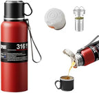 Stainless steel Vacuum Thermoses Bottle With Tea Infuser & Cup,Double Layer Insulated Coffee Bottles for Hot and Cold Drink Water Flask (Red, 1160ML) by Unknown