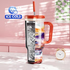 Meoky 40 oz Tumbler with Handle and Straw: Stainless Steel Insulated Tumbler with Lid and Straw - 100% Leak Proof Tumbler for Car Cup Holders - Travelers Commuters Workers, Sailboat - Image 2