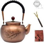 44oz Handmade Pure Copper Teapot without Coating, SECHUDO Tea Kettle with Tea Ball for Loose Tea, Japanese Style Classic Tea Pot for Stovetop Safe, Plum Blossom Pattern(1300ml) by SECHUDO