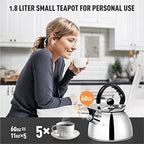 Tea Kettle Stovetop Tea Kettle Stainless Steel Stovetop Whistling Tea Kettles Mirror Polished Food Grade Stainless Steel Pour Over Kettle (Silver 3L) - Image 5