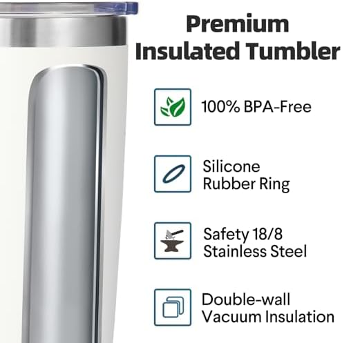 Volhoply 20oz Stainless Steel Tumbler with Lid and Straw Bulk 12 Pack,Double Wall Insulated Travel Iced Coffee Mug Fits Cup Holder,Powder Coated Cups for Hot/Cold Drinks,Christmas Gifts（White,12 Set） - Image 3