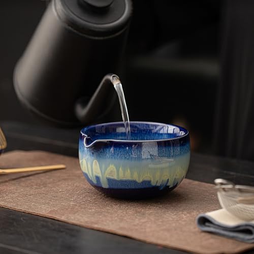 Matcha Whisk Set, 8-Piece Yohen Ceramic Set with Galactic Glaze Bowl, Bamboo Whisk & Sifter for Unique Tea Experience (1) - Image 4
