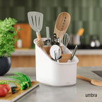 Umbra Bellwood Utensil Holder, Kitchen Storage Organizer, White/Natural - Image 2