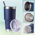 DOMICARE 30 oz Tumbler with Lid and Straw, Stainless Steel Tumblers Bulk, Insulated Vacuum Double Wall Travel Coffee Mug, Durable Powder Coated Tumbler Cups (Navy, 4) - Image 5