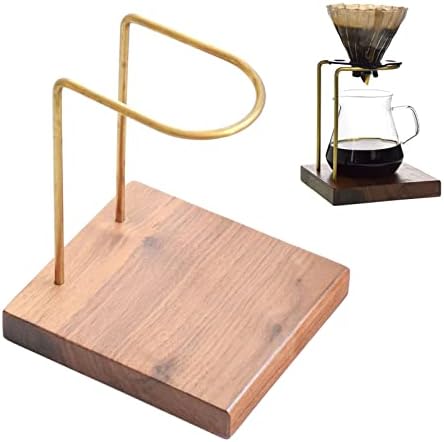 Pour Over Coffee Stand Coffee Drip Maker Stand Holder Dripper Stand Coffee Rack Brass Structure with Wooden Base for Quiet Suitable - Image 5