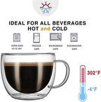 CNGLASS 8oz Double Wall Glass Coffee Mugs,Clear Insulated Espresso Glass Mugs with Handle for Latte,Cappuccino,Coffee,Set of 4 - Image 3