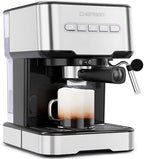 Chefman 6-in-1 Espresso Machine with Steamer, One-Touch Single or Double Shot Maker, Coffee Cappuccino Machine, Latte Built-In Milk Frother Stainless Steel by Chefman