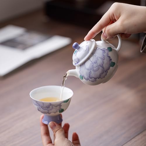 Tea Kettle Hand-Painted Purple Peony Teapot Ceramic Teapot Kung Fu Tea Set Teacup Ceramic Tea Infuser - Image 7