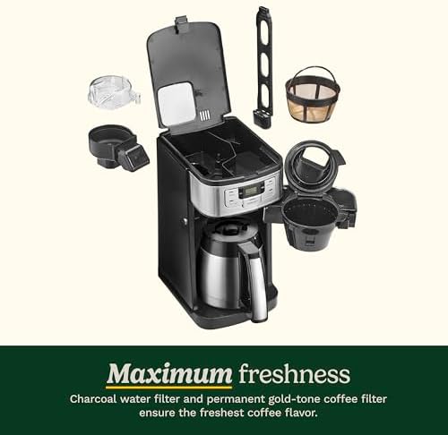 Cuisinart Automatic Grind & Brew 10-Cup Coffee Maker with Blade Grinder, Programmable Coffee Machine Glass Carafe with 1-4 Cup Setting, Brew Pause, Grind-Off Option, DGB-450NAS, Black/Stainless Steel - Image 6